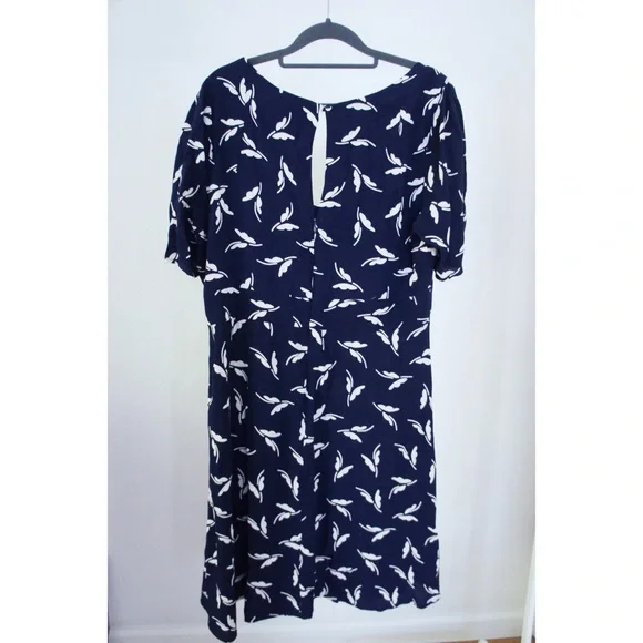 Maeve Anthropologie Fern Ruched Navy Print Dress - Picture 6 of 10